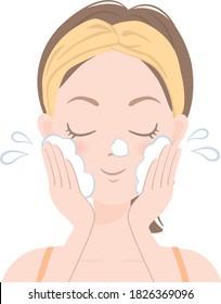 The face of a woman who is caring for her skin