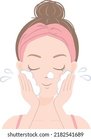 The face of a woman who is caring for her skin