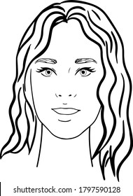 face of a woman's head contour of different thickness vector illustration
