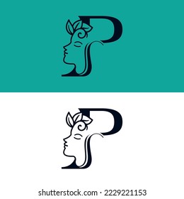 FACE WOMEN BEAUTY LOGO LETTER P