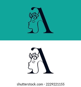 FACE WOMEN BEAUTY LOGO LETTER A
