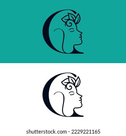 FACE WOMEN BEAUTY LOGO LETTER C