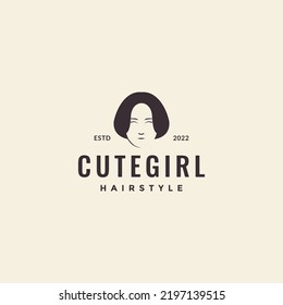 mujeres cara con el logotipo de corte de pelo bob