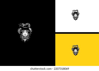 face women and king cobra vector illustration design