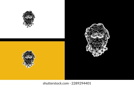 face women and snake vector line art design