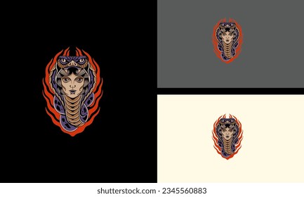 face women and snake vector mascot design