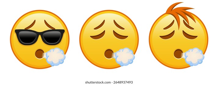 Face yellow exhaling Set of three emoji