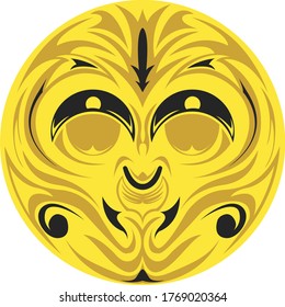 ilustración de vector tribal de color amarillo facial