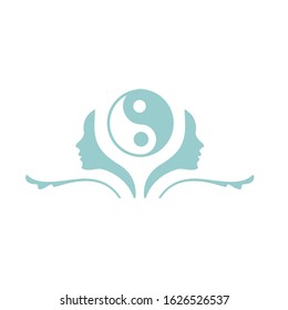 face ying yang logo design vector template