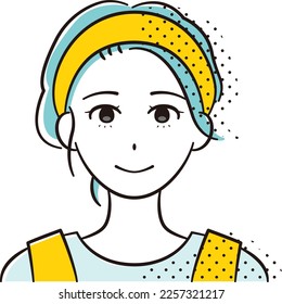Face of young Asian woman with hair band 2 colors and half tones