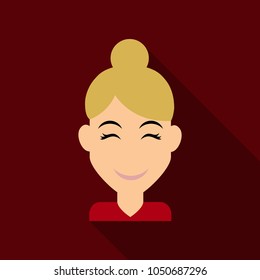 Face of a young beautiful woman with long hair. Women hairstyle icon. Logo women face with fashionable hairstyle. Vector Illustration