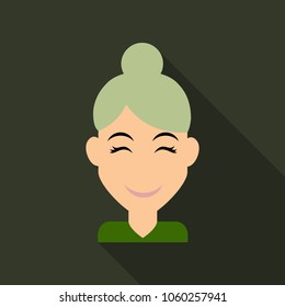 Face of a young beautiful woman with long hair. Women hairstyle icon. Logo women face with fashionable hairstyle. Vector Illustration