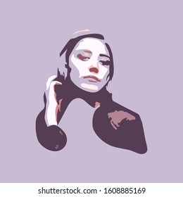 Face of a young girl in vector