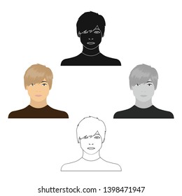 The face of a young guy. Face and appearance single icon in cartoon,black style vector symbol stock illustration web.