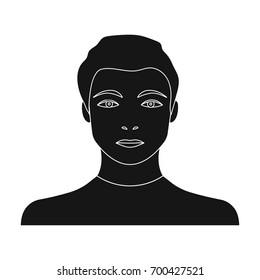 The face of a young guy. Face and appearance single icon in black style vector symbol stock illustration web.