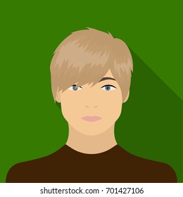 The face of a young guy. Face and appearance single icon in flat style vector symbol stock illustration web.