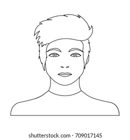 The face of a young guy. Face and appearance single icon in outline style vector symbol stock illustration web.
