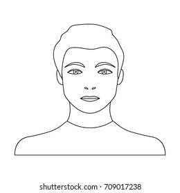 The face of a young guy. Face and appearance single icon in outline style vector symbol stock illustration web.