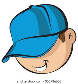 Face of a young kid wearing baseball cap