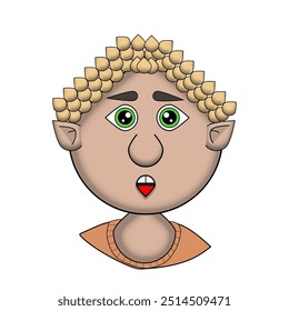 Face of a young man  dazzling about something. Mostly made with a water drop shape