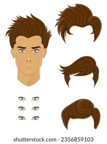 face young man with different hairstyles vector illustration isolated on white background