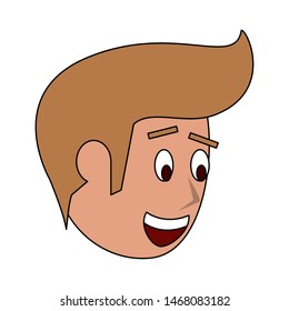face young man head isolated cartoon vector illustration graphic design