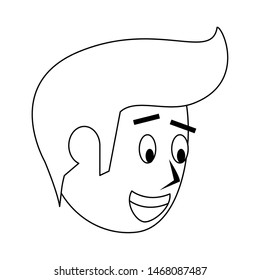 face young man head isolated cartoon vector illustration graphic design