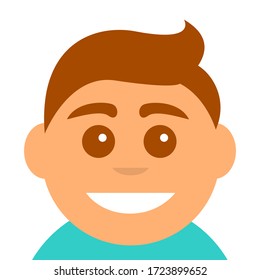 The face of a young man with a smile. Square flat avatar. Vector illustration.