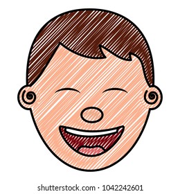 face young man smiling happy character vector illustration drawing image