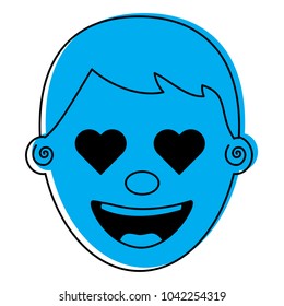 face young man smiling happy character