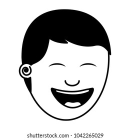 face young man smiling happy character