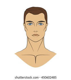 Face of young man vector insulated. Hand drawing avatar. Sketch cartoon. 
Vector isolated illustration. 