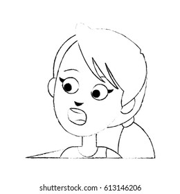 face of young pretty woman cartoon icon image 