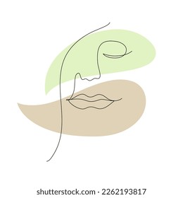 Face of a young woman. Continuous line. Minimalism. Vector illustration 
