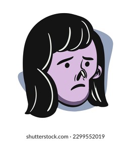 face zombie cartoon illustration for logo, emoticon, esport mascot. vector for t-shirt and sticker design.