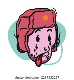 face zombie cartoon illustration for logo, emoticon, esport mascot. vector for t-shirt and sticker design.
