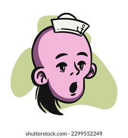 face zombie cartoon illustration for logo, emoticon, esport mascot. vector for t-shirt and sticker design.