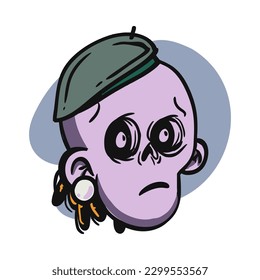 face zombie cartoon illustration for logo, emoticon, esport mascot. vector for t-shirt and sticker design.