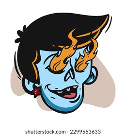 face zombie cartoon illustration for logo, emoticon, esport mascot. vector for t-shirt and sticker design.
