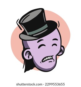 face zombie cartoon illustration for logo, emoticon, esport mascot. vector for t-shirt and sticker design.
