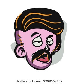 face zombie cartoon illustration for logo, emoticon, esport mascot. vector for t-shirt and sticker design.