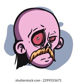 face zombie cartoon illustration for logo, emoticon, esport mascot. vector for t-shirt and sticker design.