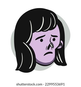 face zombie cartoon illustration for logo, emoticon, esport mascot. vector for t-shirt and sticker design.
