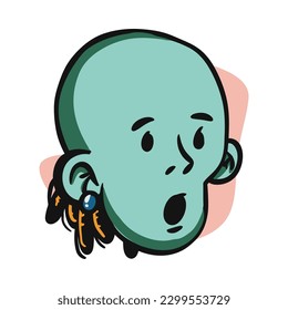 face zombie cartoon illustration for logo, emoticon, esport mascot. vector for t-shirt and sticker design.