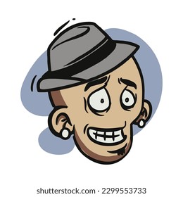 face zombie cartoon illustration for logo, emoticon, esport mascot. vector for t-shirt and sticker design.