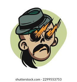 face zombie cartoon illustration for logo, emoticon, esport mascot. vector for t-shirt and sticker design.