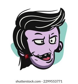 face zombie cartoon illustration for logo, emoticon, esport mascot. vector for t-shirt and sticker design.