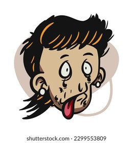 face zombie cartoon illustration for logo, emoticon, esport mascot. vector for t-shirt and sticker design.