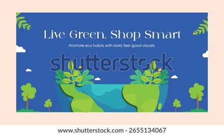 Facebook Ad template promoting green living and smart shopping with eco visuals. Great for sustainable brands, zero-waste shops, and environmental awareness campaigns.