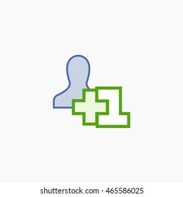 Facebook add firend Icon Vector. Social Media user interface sign, person flat illustration. FB people UI symbol. 2016 design